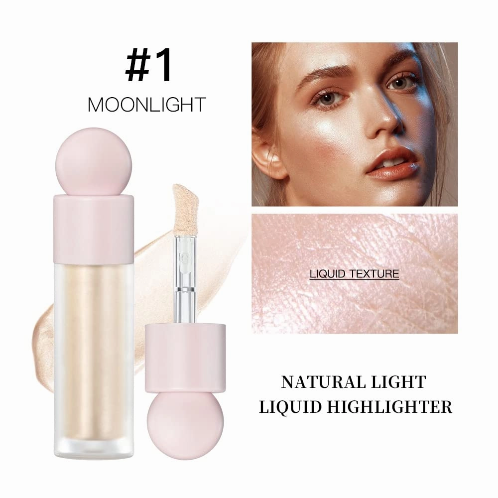 Liquid Face Highlighter Stick, Shimmer Highlighter Stick Makeup for Face Cheeks Body, Silky Smooth Waterproof Face Body Highlighter Luminizers Beauty Wand Glow Illuminator (4 Colors Highlighter Set)