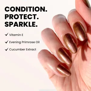 LONDONTOWN Shimmer Nail Highlighter - Multi-Dimensional Iridescent Finish Nail Polish Treatment, Vegan Cruelty Free, Shimmery Copper Rose Gold, Molten - .40fl oz (Pack of 2)