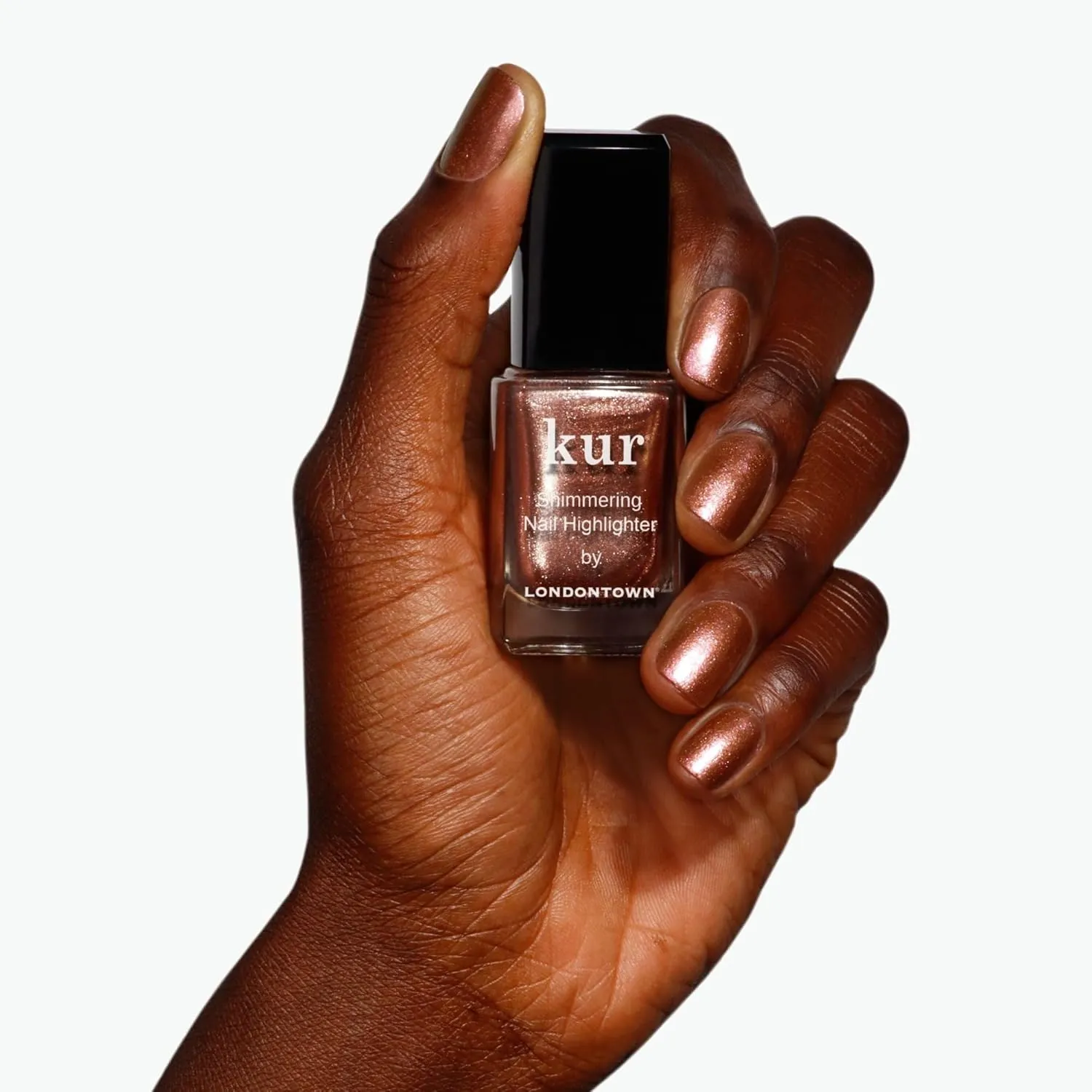 LONDONTOWN Shimmer Nail Highlighter - Multi-Dimensional Iridescent Finish Nail Polish Treatment, Vegan Cruelty Free, Shimmery Copper Rose Gold, Molten - .40fl oz