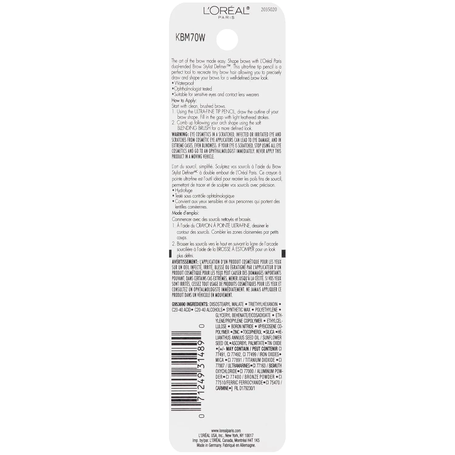L’Oréal Paris Makeup Brow Stylist Definer Waterproof Eyebrow Pencil, Ultra-Fine Mechanical & Retractable Brow Pencil, Draws Tiny Brow Hairs & Fills in Sparse Areas & Gaps, Dark Brunette, 0.003 oz.