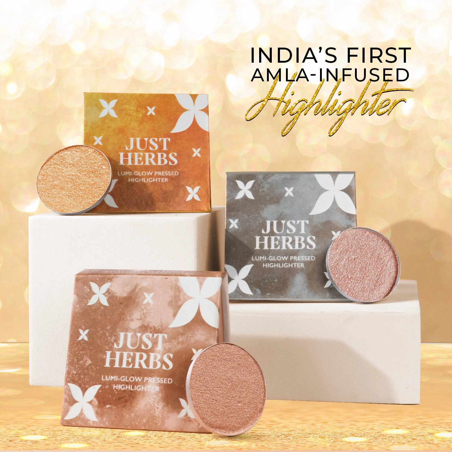 Lumi-glow Pressed Highlighter with Shea Butter and Amla - The Moon