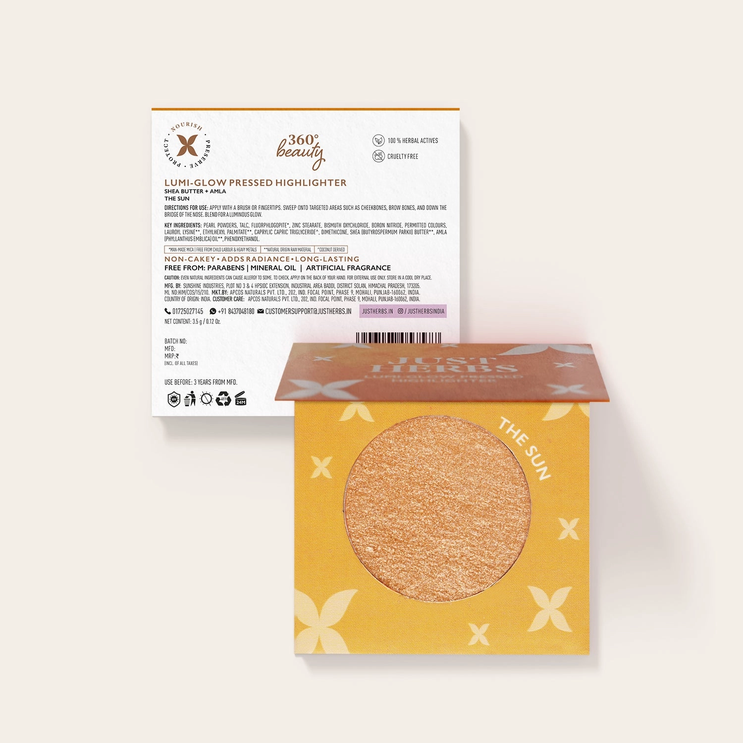 Lumi-glow Pressed Highlighter with Shea Butter and Amla - The Sun