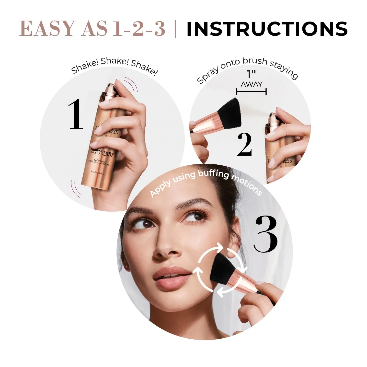 LUMINESS Complete Makeup Kit - Includes Face Palette, Airbrush Foundation, Primer and Brush - Silky, Long-Wearing, Easy to Blend, Perfect Makeup for Older Women, 4-PC Make Up Set (03 - Light Medium)