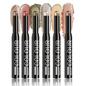 MAEPEOR Eyeshadow Stick Set 6 PCS Highly Pigmented Cream Eyeshadow Pen Waterproof and Long Lasting Shadow Pencil (Set 02)