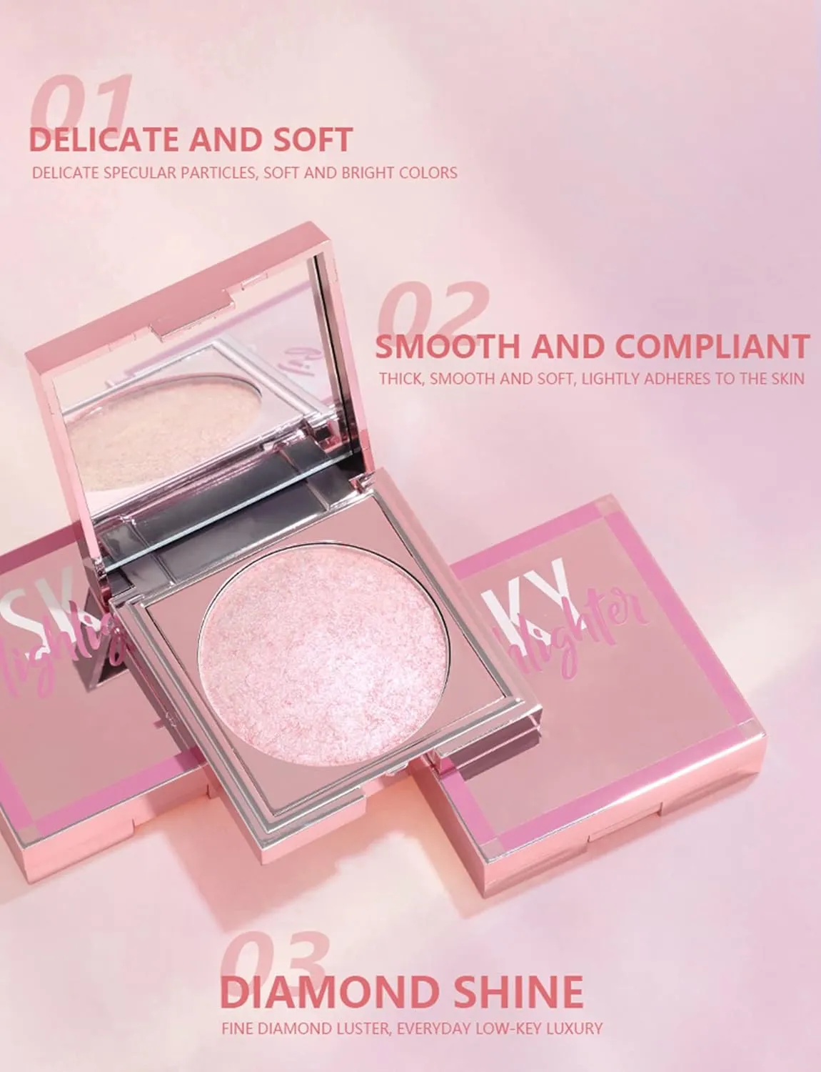 MAEPEOR Face Highlighter Palette 8 Colors Shimmer Glitter Pearl Highlighter Powder Sparkly Diamond Highlighting Palette for Face Cheek (04 Ginger Color)