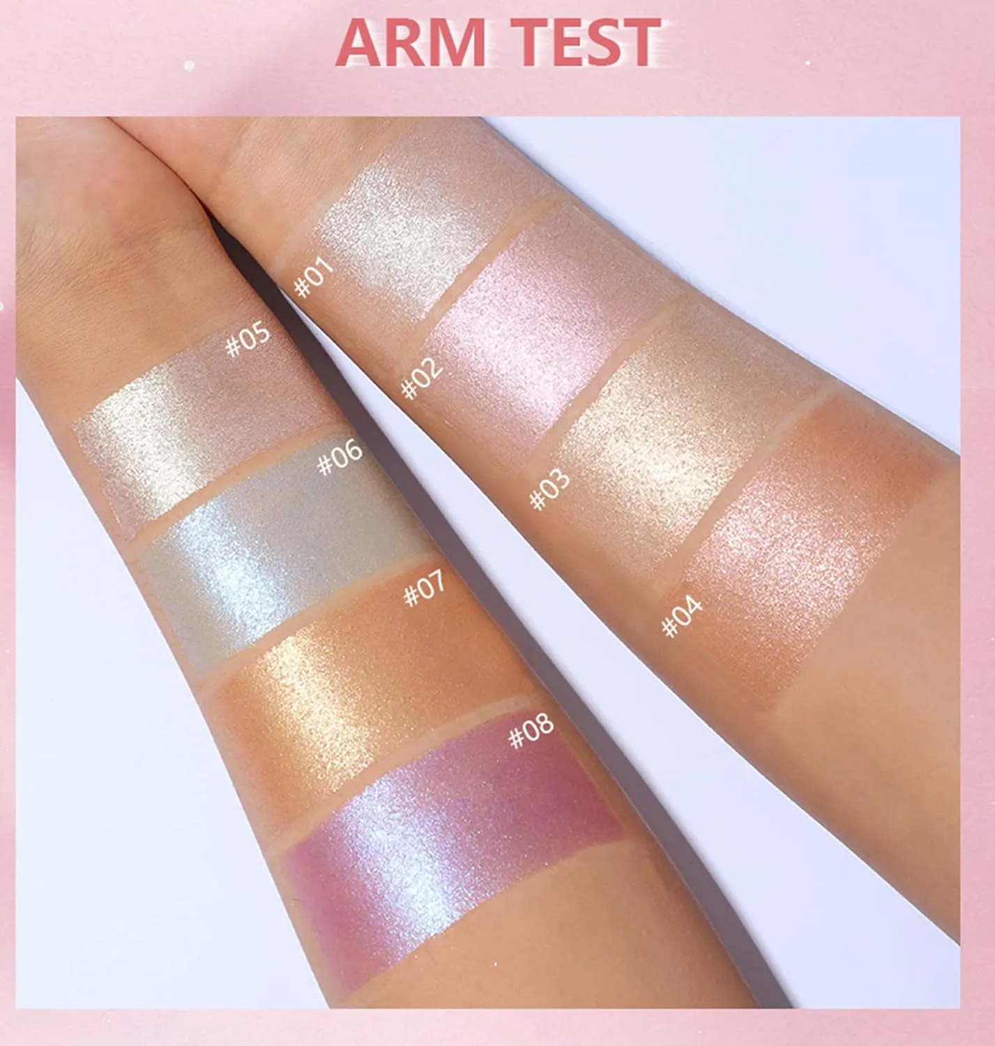 MAEPEOR Face Highlighter Palette 8 Colors Shimmer Glitter Pearl Highlighter Powder Sparkly Diamond Highlighting Palette for Face Cheek (04 Ginger Color)