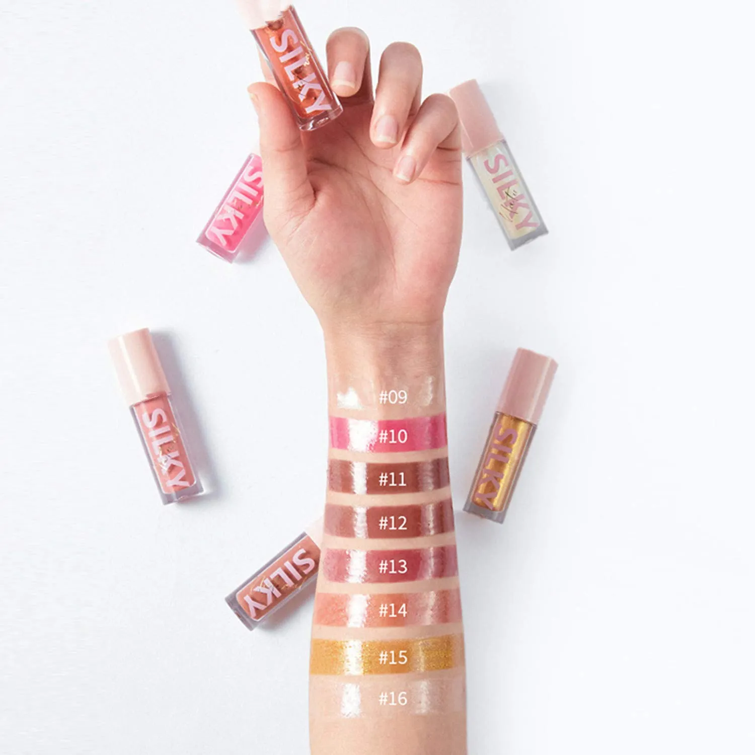 MAEPEOR Shimmer Glossy Lipgloss Set 8PCS Non-Sticky Moisturizing Lip Gloss Long-lasting High Shine & Shimmer Liquid Lipstick for Girls and Women (Shimmer Glossy, Set 02)