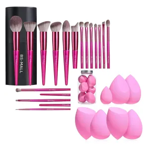 Makeup Sponge Set BS-MALL Blender Sponges 7 Pcs with Makeup Brush Set 18 Pcs Premium Synthetic