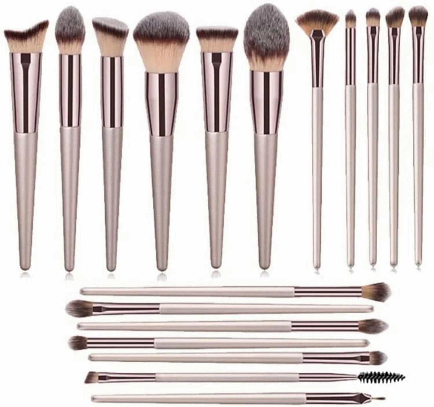 Makeup Brush Makeup Brush Set 18 Pcs Foundation Powder Concealers Eye Shadows Blush Makeup Brush Champagne Brushes with Holder(18pcs,A)
