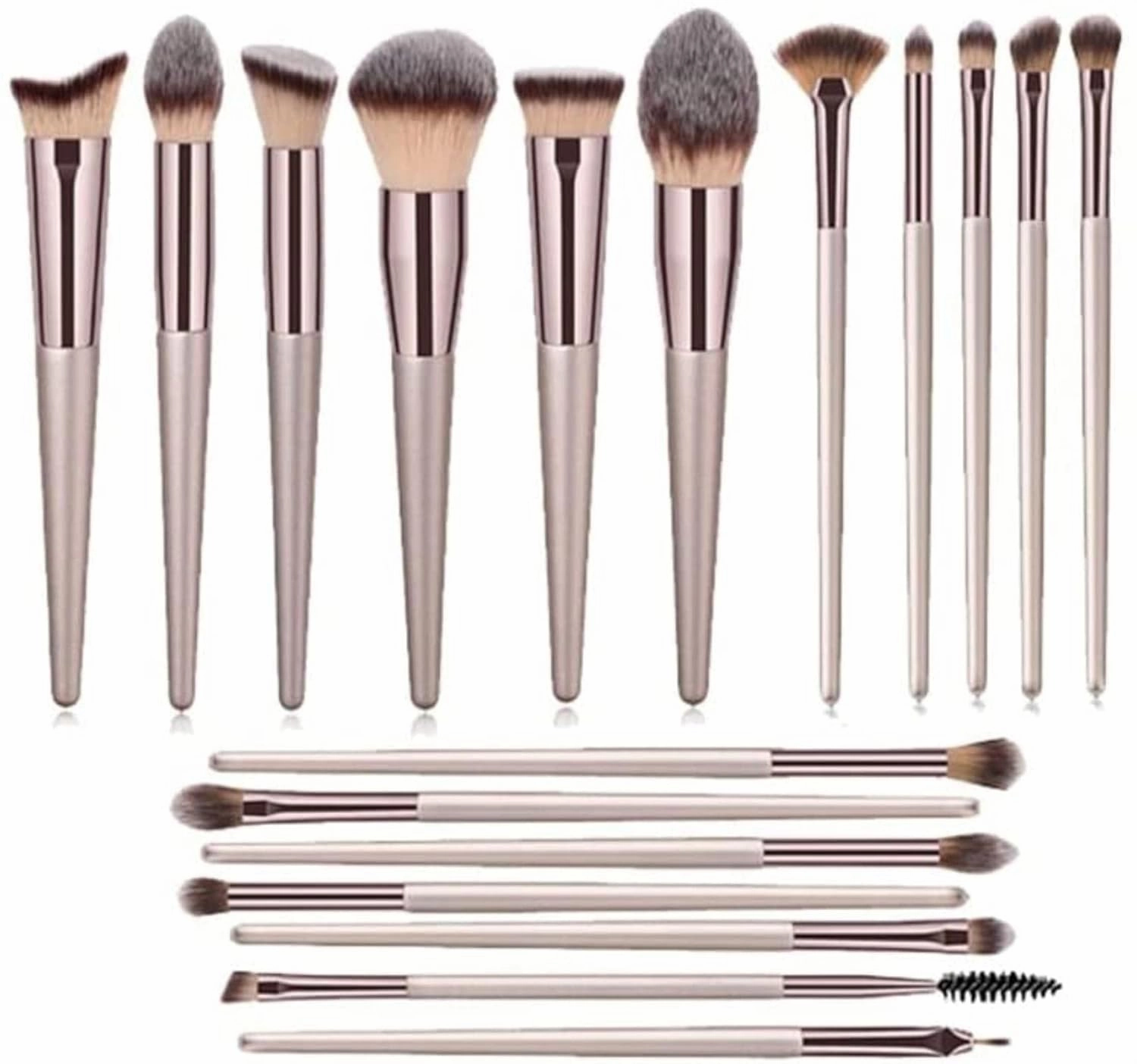 Makeup Brush Makeup Brush Set 18 Pcs Foundation Powder Concealers Eye Shadows Blush Makeup Brush Champagne Brushes with Holder(B,18pcs)
