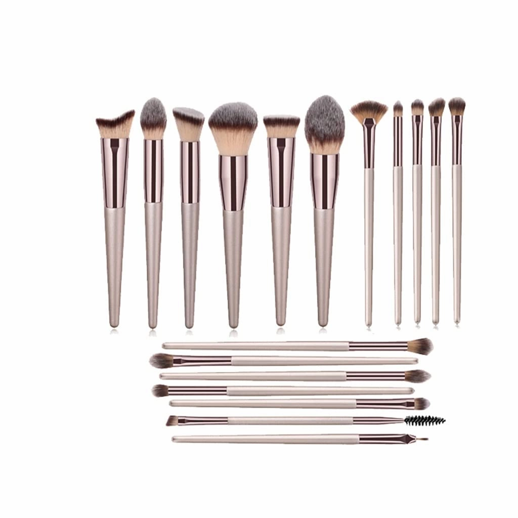 Makeup Brush Set 18 Pcs Foundation Powder Concealers Eye shadows Blush Makeup Brush Champagne Brushes with Holder(Black)