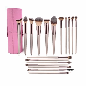 Makeup Brush Set 18 Pcs Foundation Powder Concealers Eye shadows Blush Makeup Brush Champagne Brushes with Holder(Black)