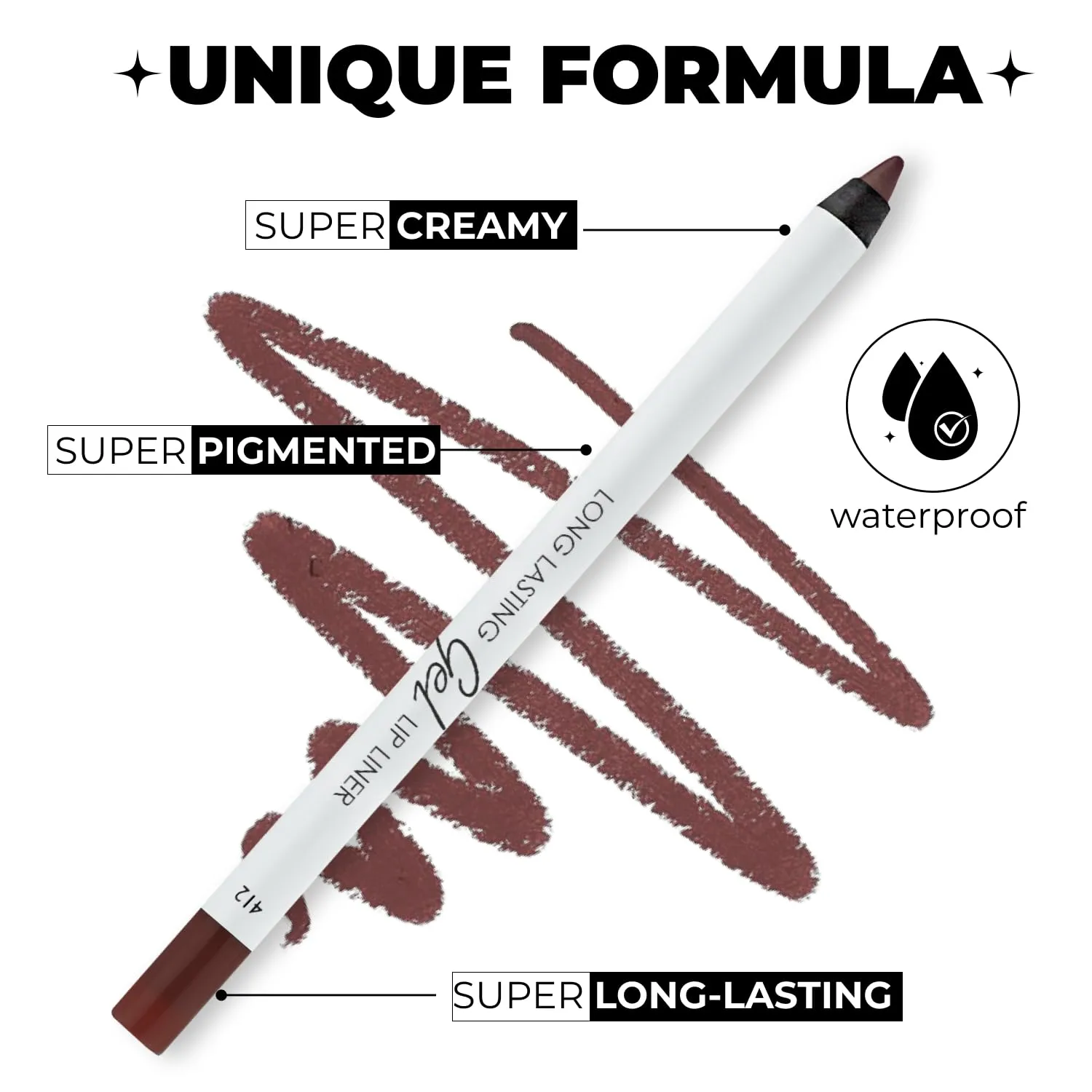 Matte Gel Lip Liner Pencil 5 Pcs Set - Creamy, Sharpenable, Longwear, Waterproof Lip Combo - Intense Brown 414, Berry 404, Chilli 413, Mauve 410 and Spicy Nude 412