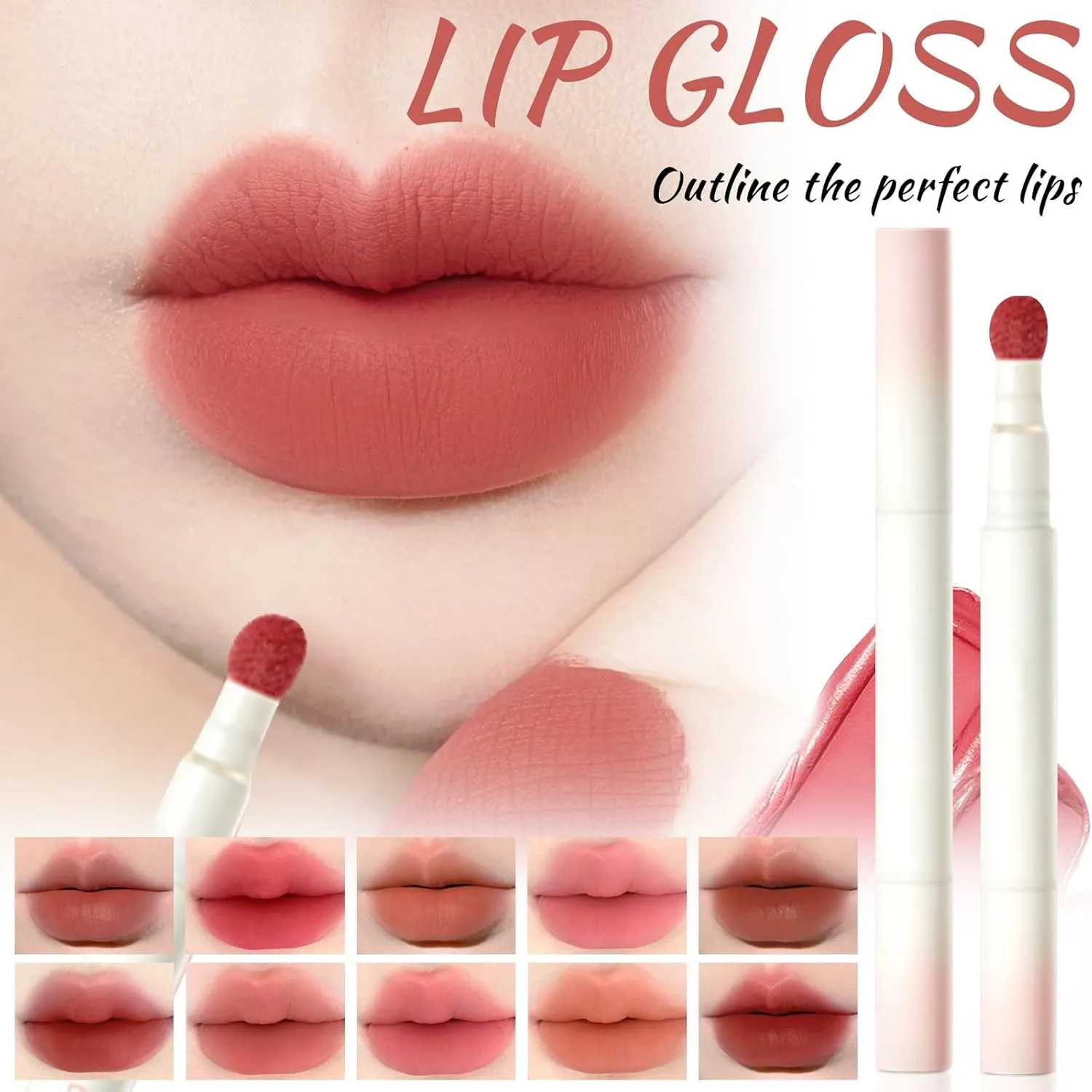 Matte Lip Glaze, Powder Cream Cushion Lip Cream, 20 Ml Matte Lip Glaze Brick Red Whitening Lipstick Makeup Lip Mud Lip Powder Cream Lipstick (Orange, Standard)