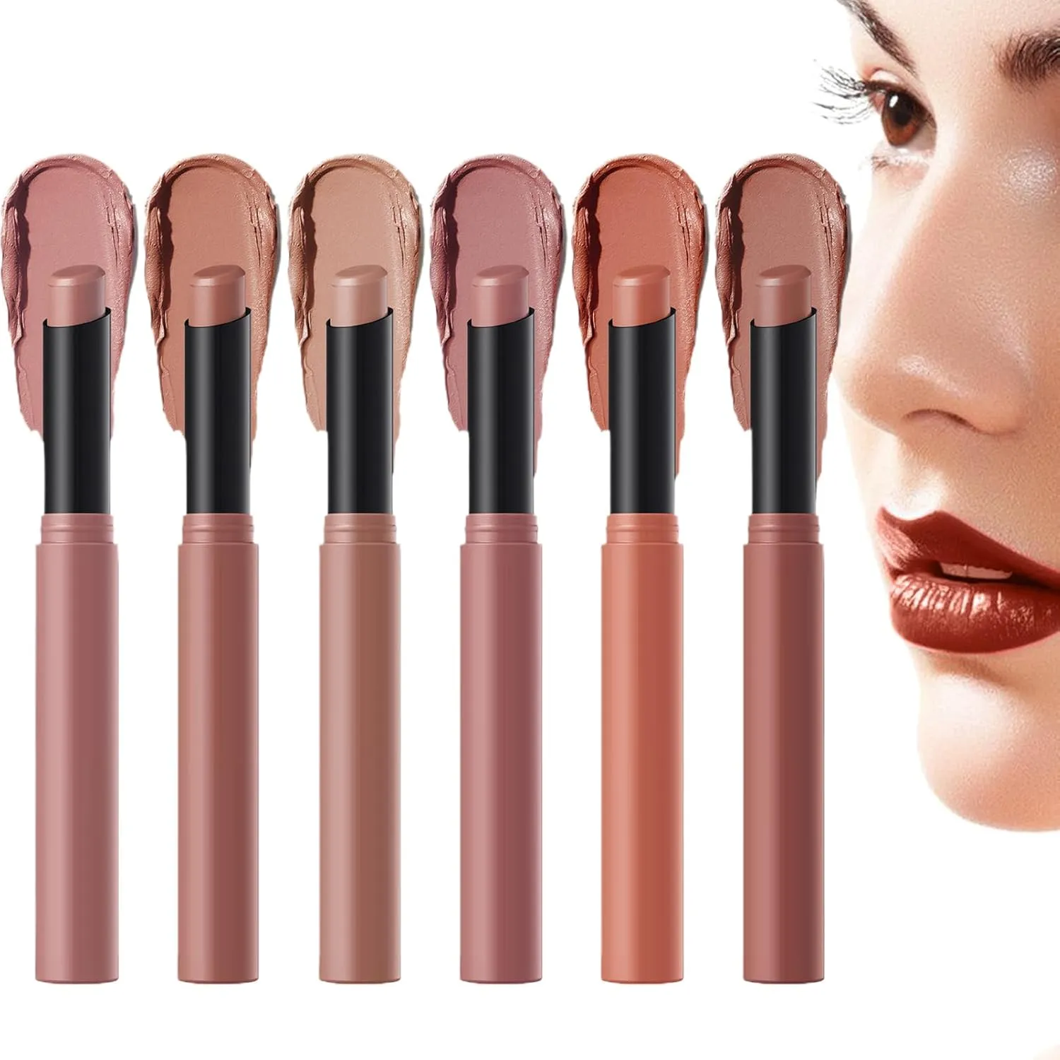 Matte Lipstick - Tube Lipsticks With 6 Colors | Hydrating Satin Lipstick | Matte Nude | Waterproof High Pigmented Lip Stick Makeup For Women Girls Friends Family