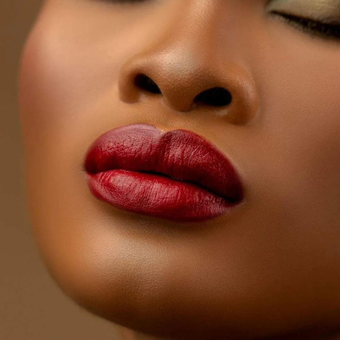 Matte, Long Lasting, Hydrating Vegan Lipstick with Vitamin E and Watermelon Seed Oil (Fierce - Dark Wine Color)