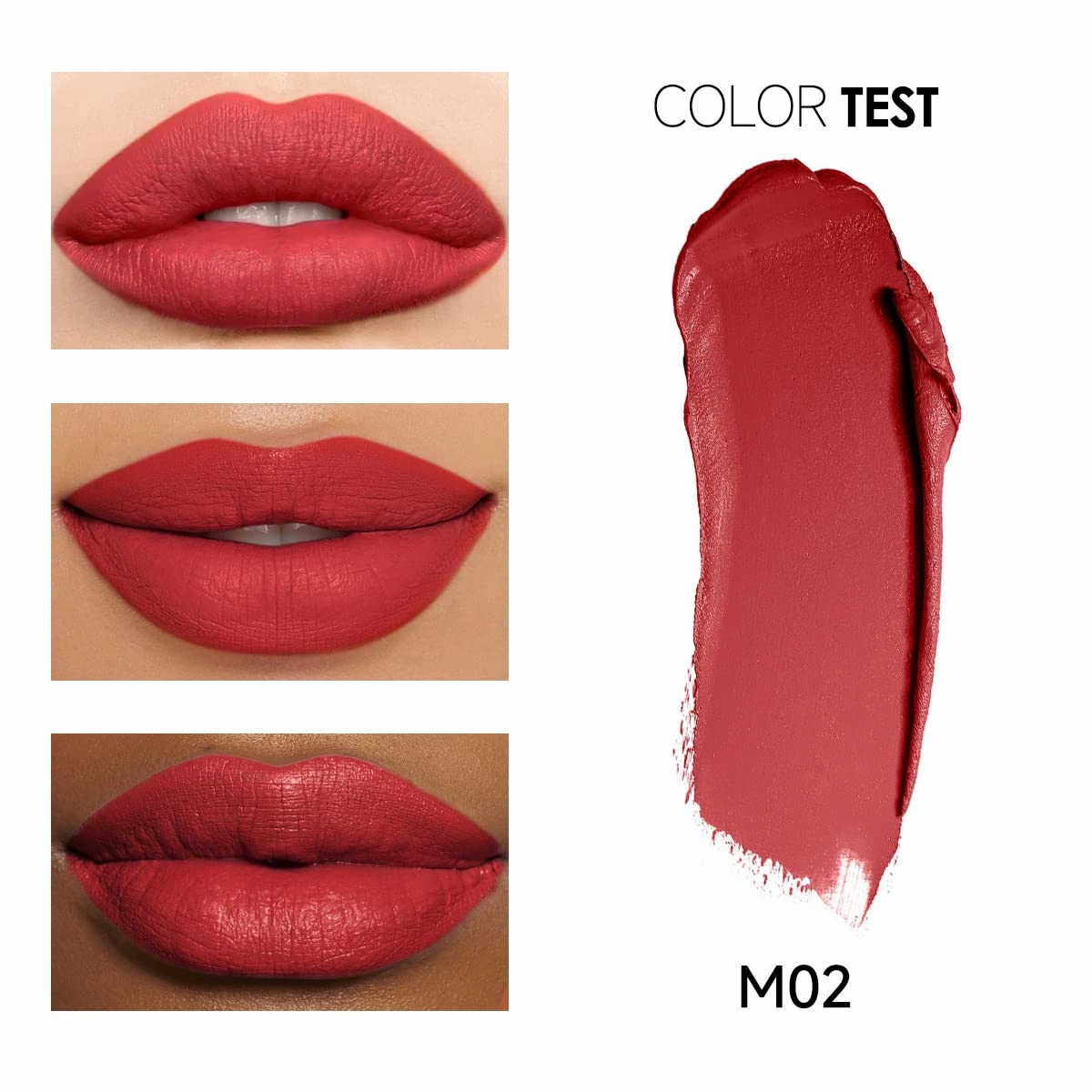 Matte Lipstick Hydrating Lip Color Makeup, Highly Pigmented Lipstick with Moisturizing Formula, Lightweight, Smooth, M02