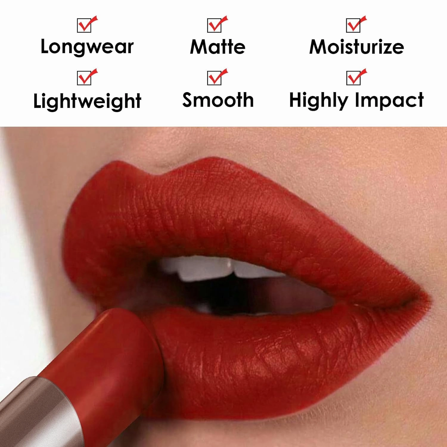 Matte Lipstick Hydrating Lip Color Makeup, Highly Pigmented Lipstick with Moisturizing Formula, Lightweight, Smooth, M04