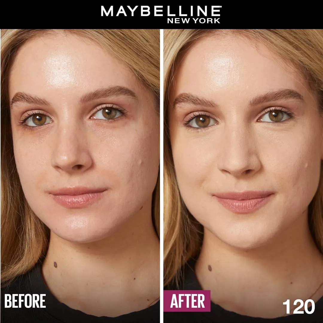Maybelline Instant Age Rewind Eraser Dark Circles Treatment Multi-Use Concealer, 120, 1 Count (Packaging May Vary) & Fit Me Matte   Poreless Pressed Face Powder Makeup & Setting Powder, Creamy Beige