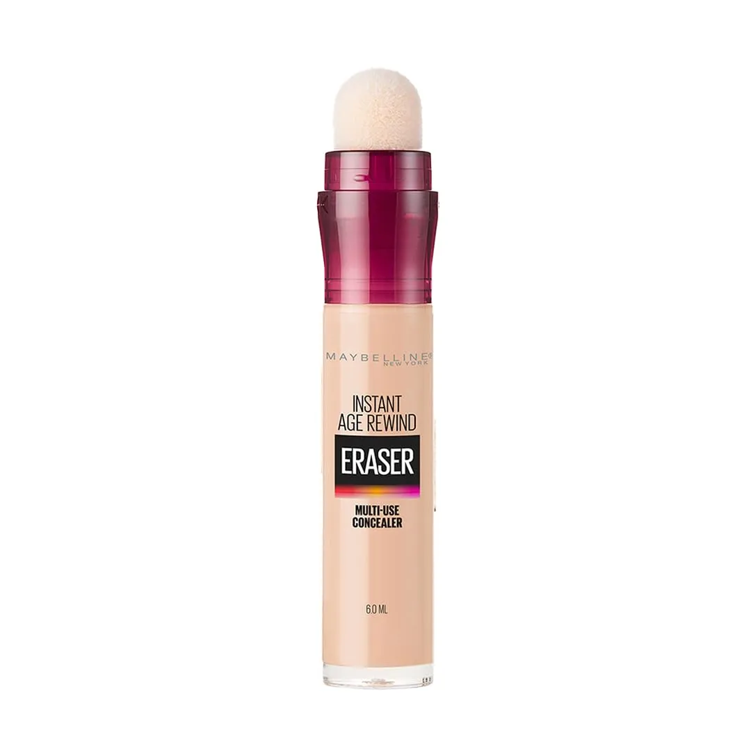Maybelline Instant Age Rewind Eraser Dark Circles Treatment Multi-Use Concealer, 120, 1 Count (Packaging May Vary) & Fit Me Matte   Poreless Pressed Face Powder Makeup & Setting Powder, Creamy Beige