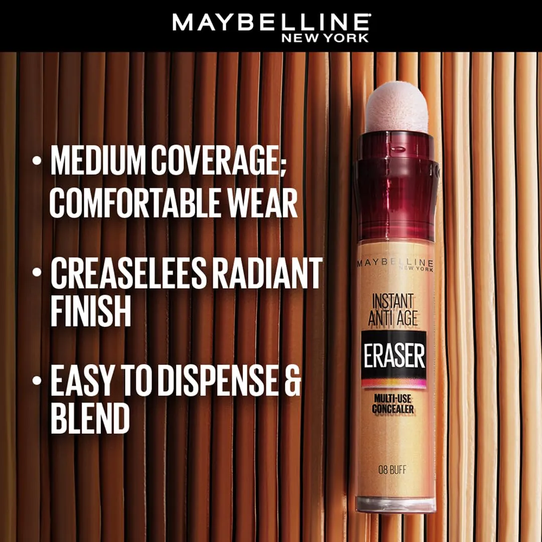 Maybelline Instant Age Rewind Eraser Dark Circles Treatment Multi-Use Concealer, 120, 1 Count (Packaging May Vary) & Fit Me Matte   Poreless Pressed Face Powder Makeup & Setting Powder, Creamy Beige
