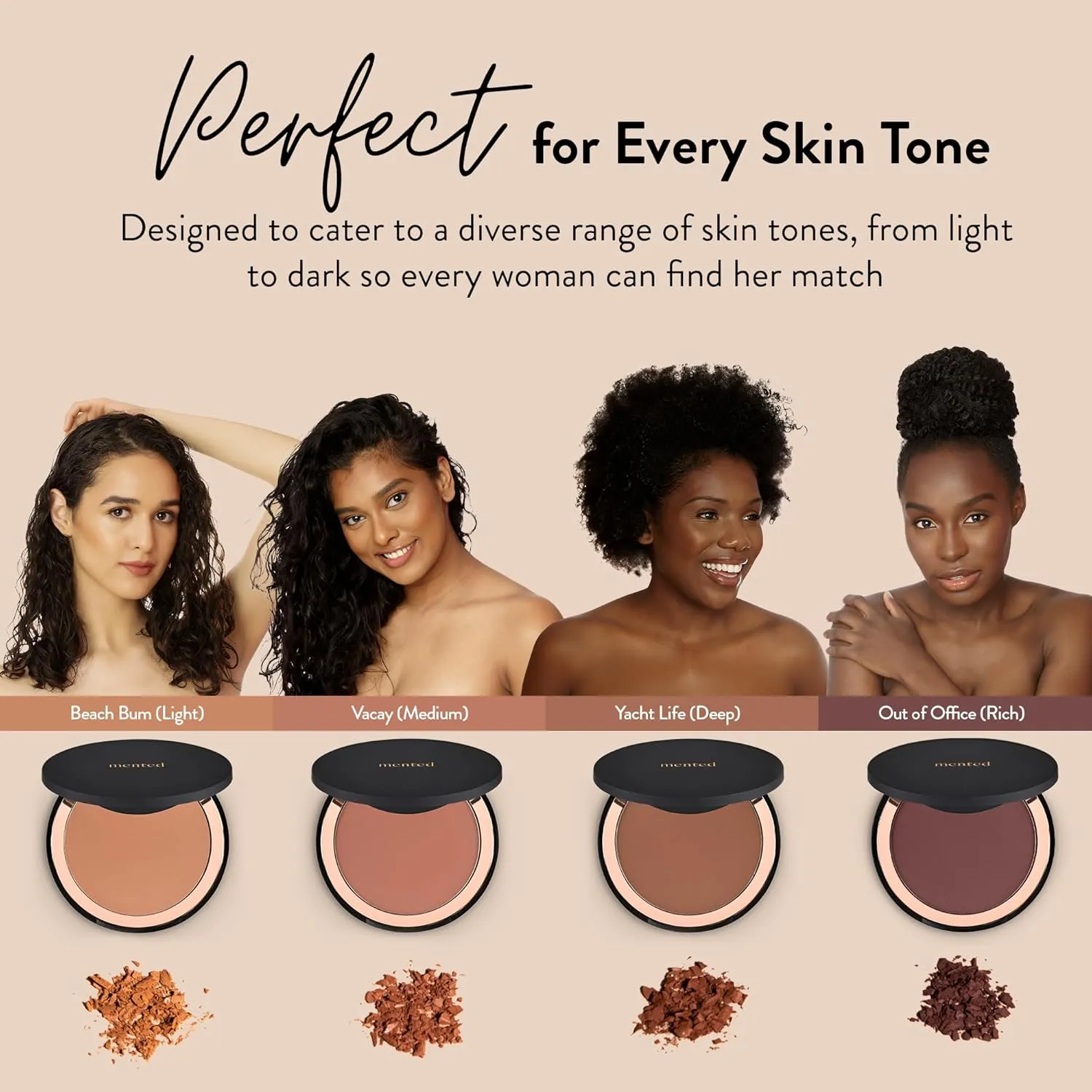 Mented Cosmetics Made in Italy, Cruelty Free Makeup, Vegan, Paraben Free, Shimmer Bronzer, Highlighter Bronzing Powder Palette for Face with Vitamin E   A, 0.35oz/10g, Vacay