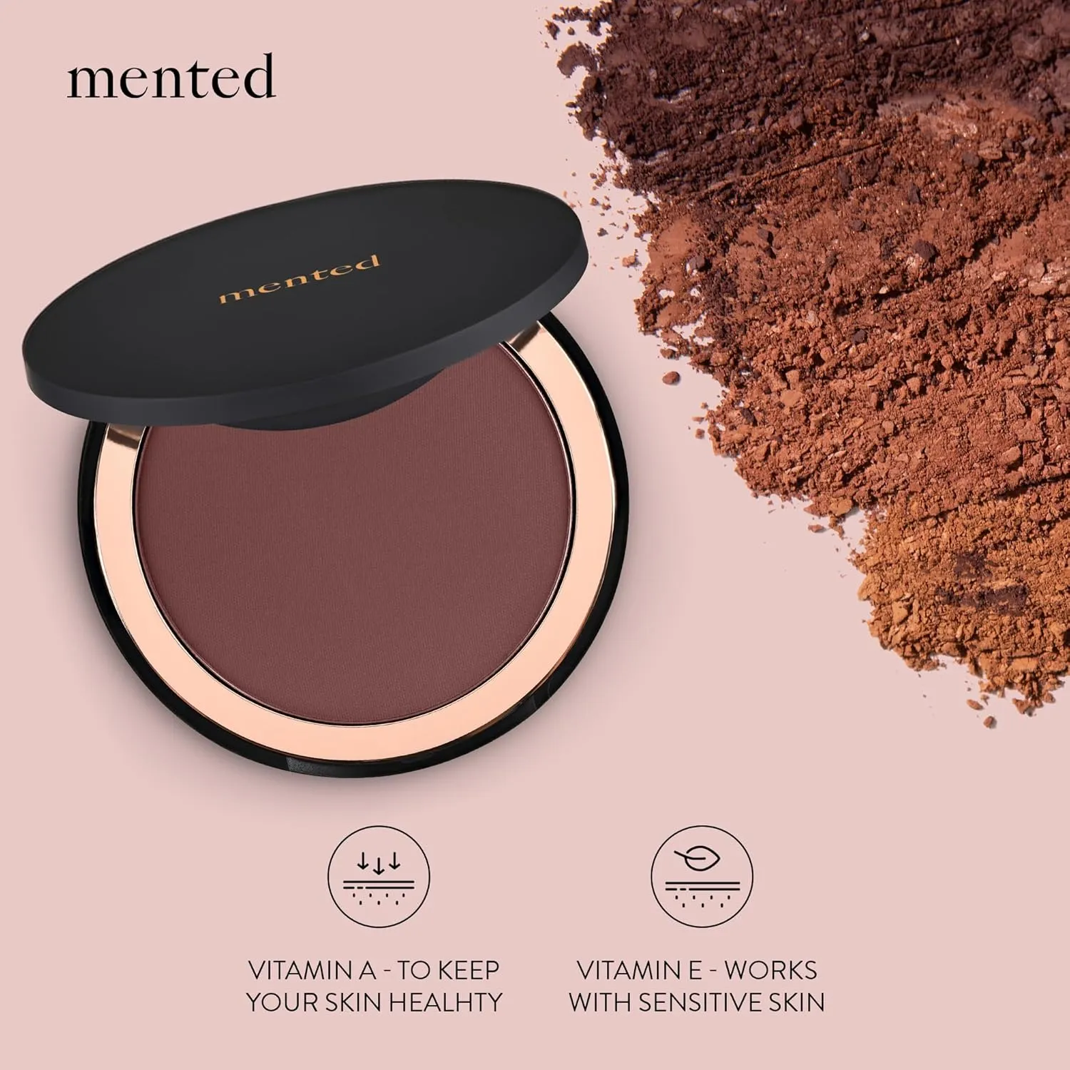 Mented Cosmetics Made in Italy, Cruelty Free Makeup, Vegan, Paraben Free, Shimmer Bronzer, Highlighter Bronzing Powder Palette for Face with Vitamin E   A, 0.35oz/10g, Vacay