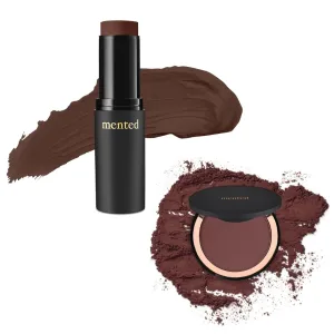 Mented Cosmetics Stick Foundation, Concealer & Contour Stick for Dark Skin, Cream Foundation for Black Women Makeup, D40   Highlighter Bronzing Powder Palette with Vitamin E   A, 0.35oz, OOTO Bundle