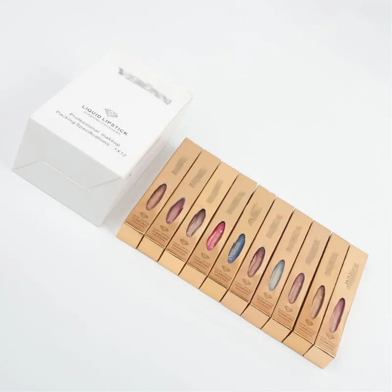 Metallic Liquid Diamond Glitter Lipstick, Diamond Glitter Lipstick Set, Shimmer High Pigment Lip Gloss, Metallic Liquid Lipstick Long Lasting Waterproof Lip Gloss Makeup Kit (#06)