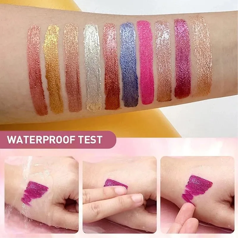 Metallic Liquid Diamond Glitter Lipstick, Diamond Glitter Lipstick Set, Shimmer High Pigment Lip Gloss, Metallic Liquid Lipstick Long Lasting Waterproof Lip Gloss Makeup Kit (#06)