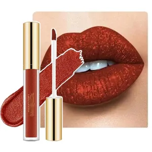 Metallic Liquid Diamond Glitter Lipstick, Diamond Glitter Lipstick Set, Shimmer High Pigment Lip Gloss, Metallic Liquid Lipstick Long Lasting Waterproof Lip Gloss Makeup Kit (#06)