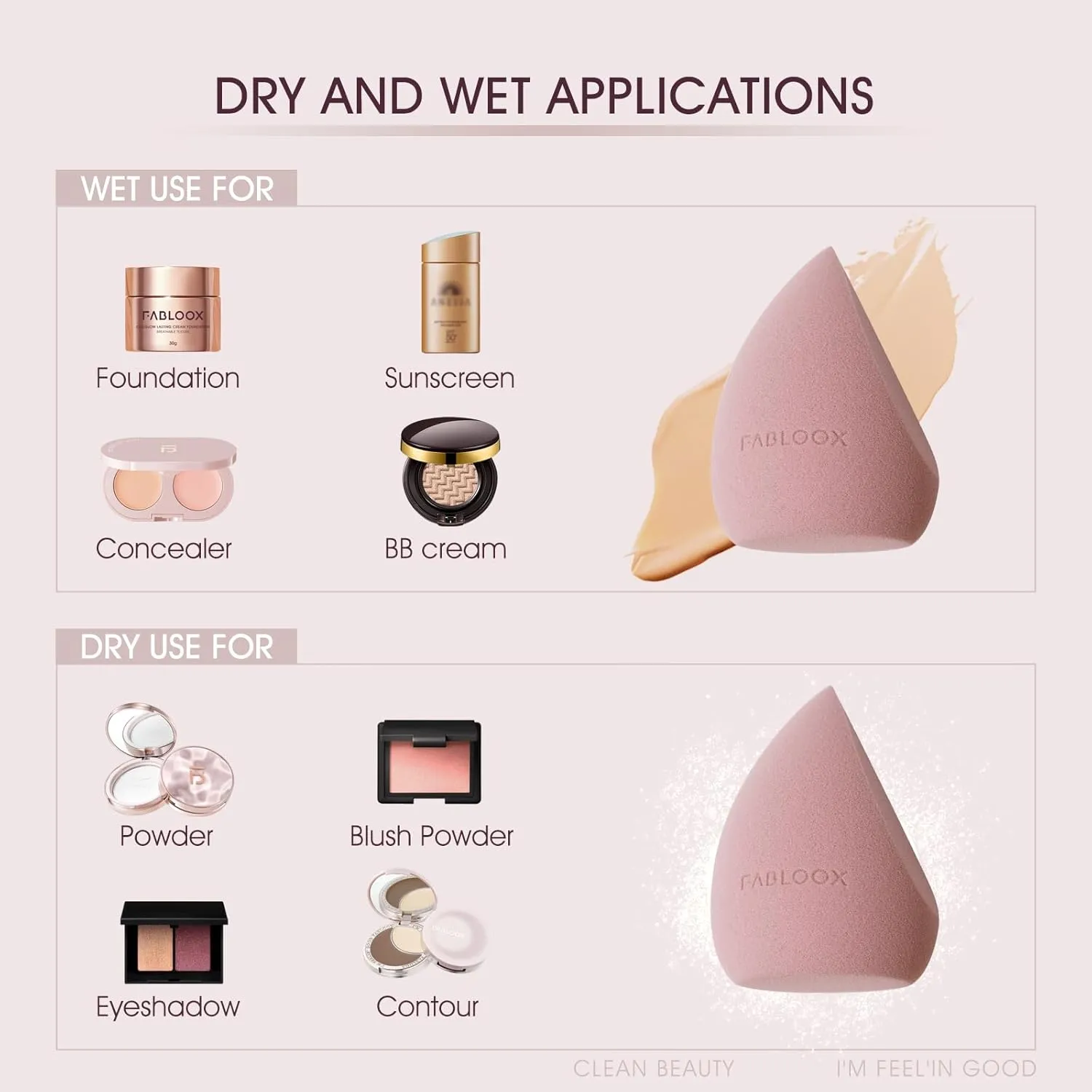 Microfiber Makeup Sponge Set Makeup Blender Latex Free, Beveled Shape Beauty Sponge Flawless for Powder, Cream and Liquid, 4 Pcs Pink Make up Sponges for Foundation