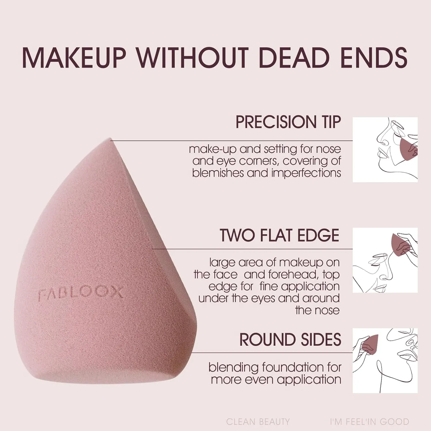 Microfiber Makeup Sponge Set Makeup Blender Latex Free, Beveled Shape Beauty Sponge Flawless for Powder, Cream and Liquid, 4 Pcs Pink Make up Sponges for Foundation