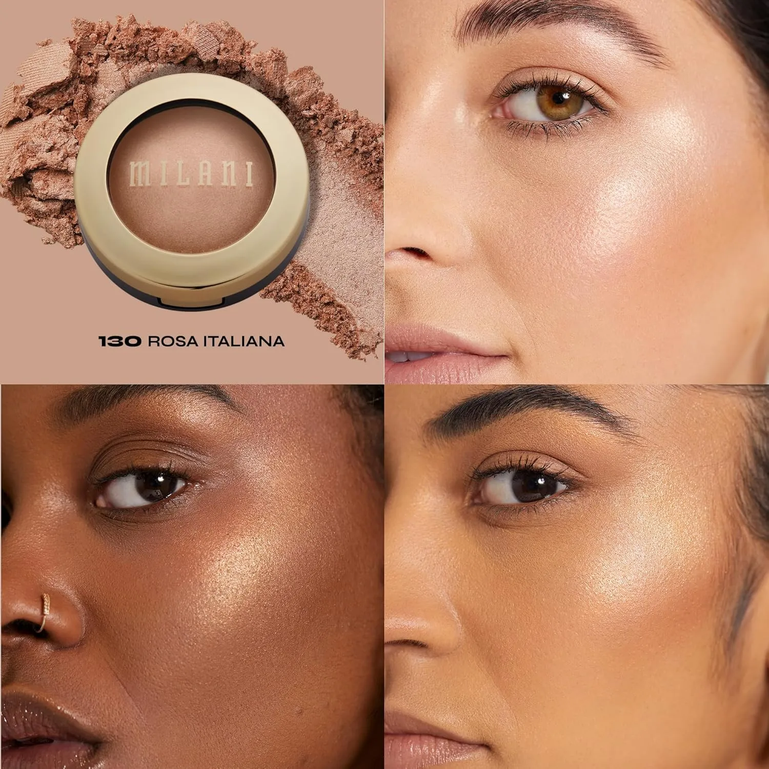 Milani Baked Highlighter - Rose Italiana, Cruelty-Free Powder Highlighter, Highlight Face for a Shimmery or Matte Finish, 0.25 Ounce