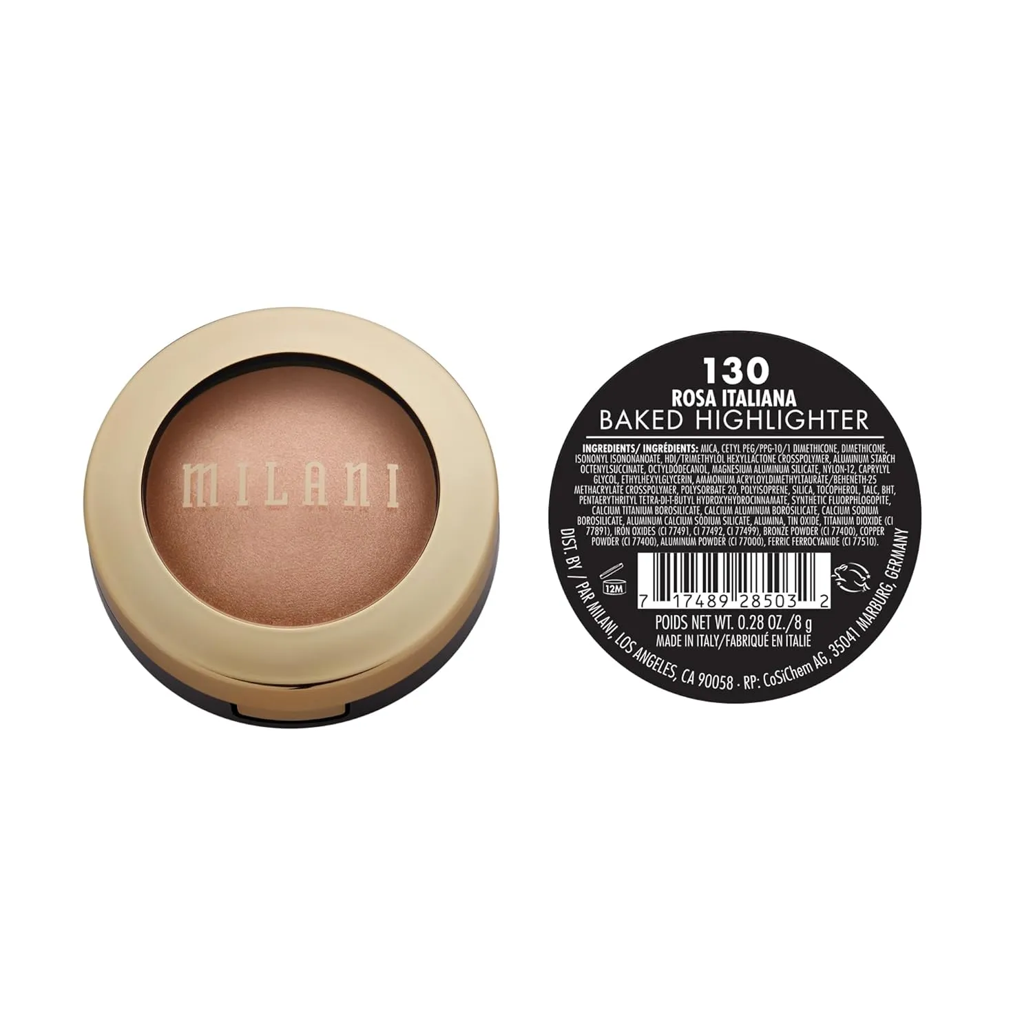 Milani Baked Highlighter - Rose Italiana, Cruelty-Free Powder Highlighter, Highlight Face for a Shimmery or Matte Finish, 0.25 Ounce