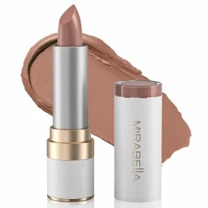 Mirabella Sealed with a Kiss Lipstick for Women - Smudge Proof Lip Stick, Long Lasting Satin Lipstick with No Bleed Hydrating Formula - Lanolin & Vitamin E Infused (Barely Beige)