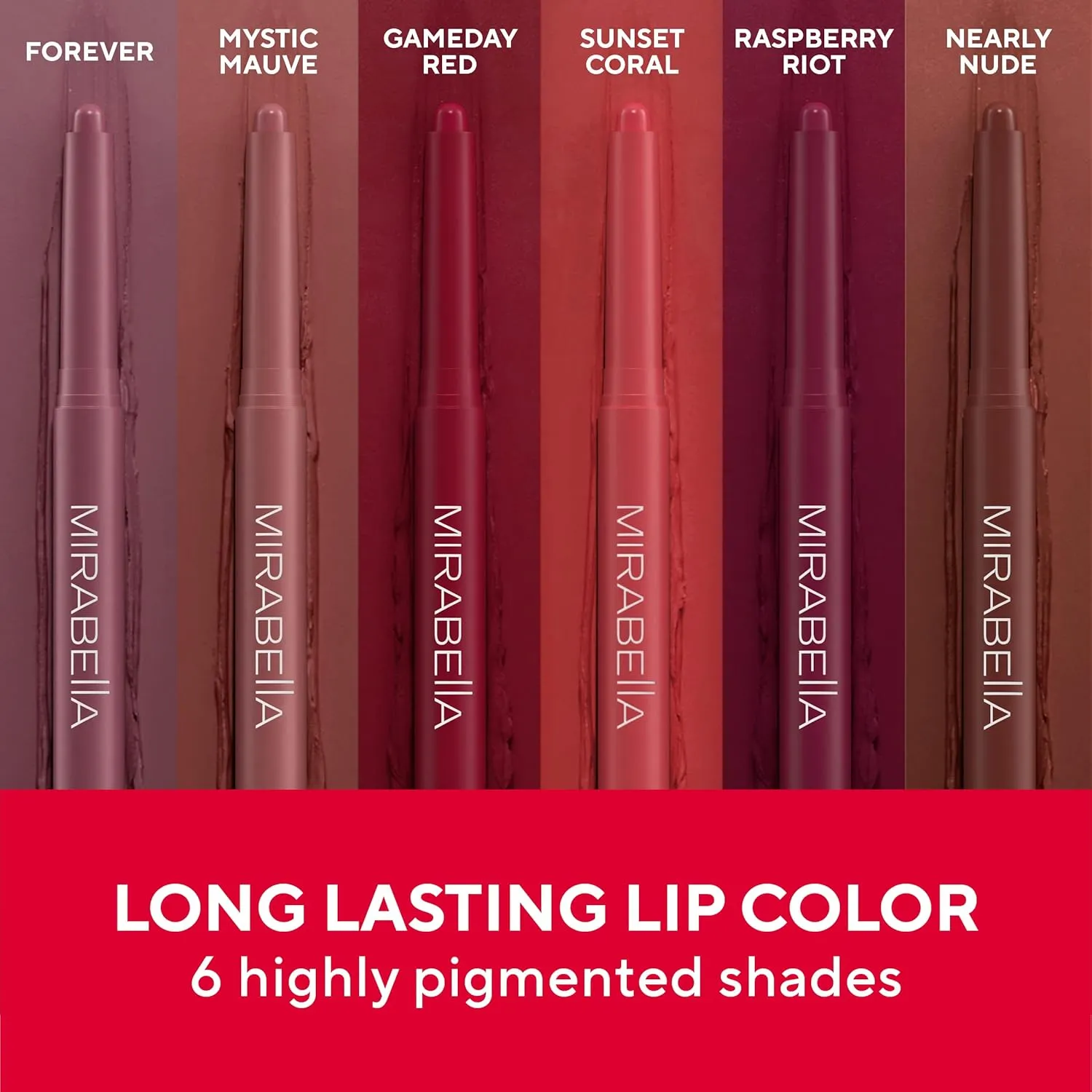 Mirabella Velvet Matte Lip Crayon - Long Lasting Lipstick Crayon & Lip Liner - Retractable, Highly Pigmented Lip Tint & Moisturizing Antioxidant Formula - Sunset Coral