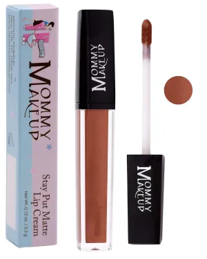 Mommy Makeup Stay Put Matte Lip Cream - Kiss-proof, Transfer-proof, Smudge-Proof, Waterproof, Long Lasting Lipstick - Hydarting Formula with Vitamin E (Amber)