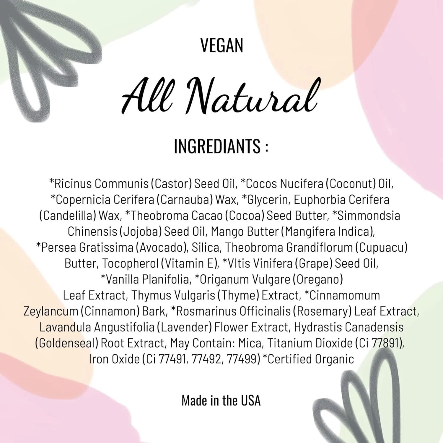 Mom's Secret Natural Lipstick, Organic, Vegan, Gluten Free, Cruelty Free, Slim Package, Made in the USA, 0.07 oz. (Sweet Pea Shimmer)