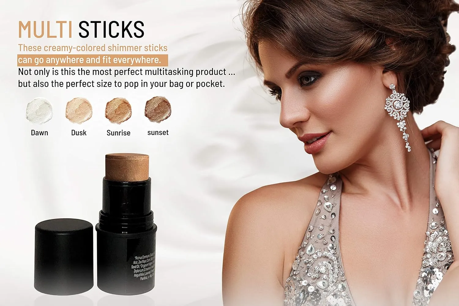 Mom's Secret Natural Organic Multi Cream Sticks, Highlighter and Bronzers 100% Natural, Vegan, Gluten Free, Cruelty Free, Made in the USA, 0.18 oz. (Sunset)