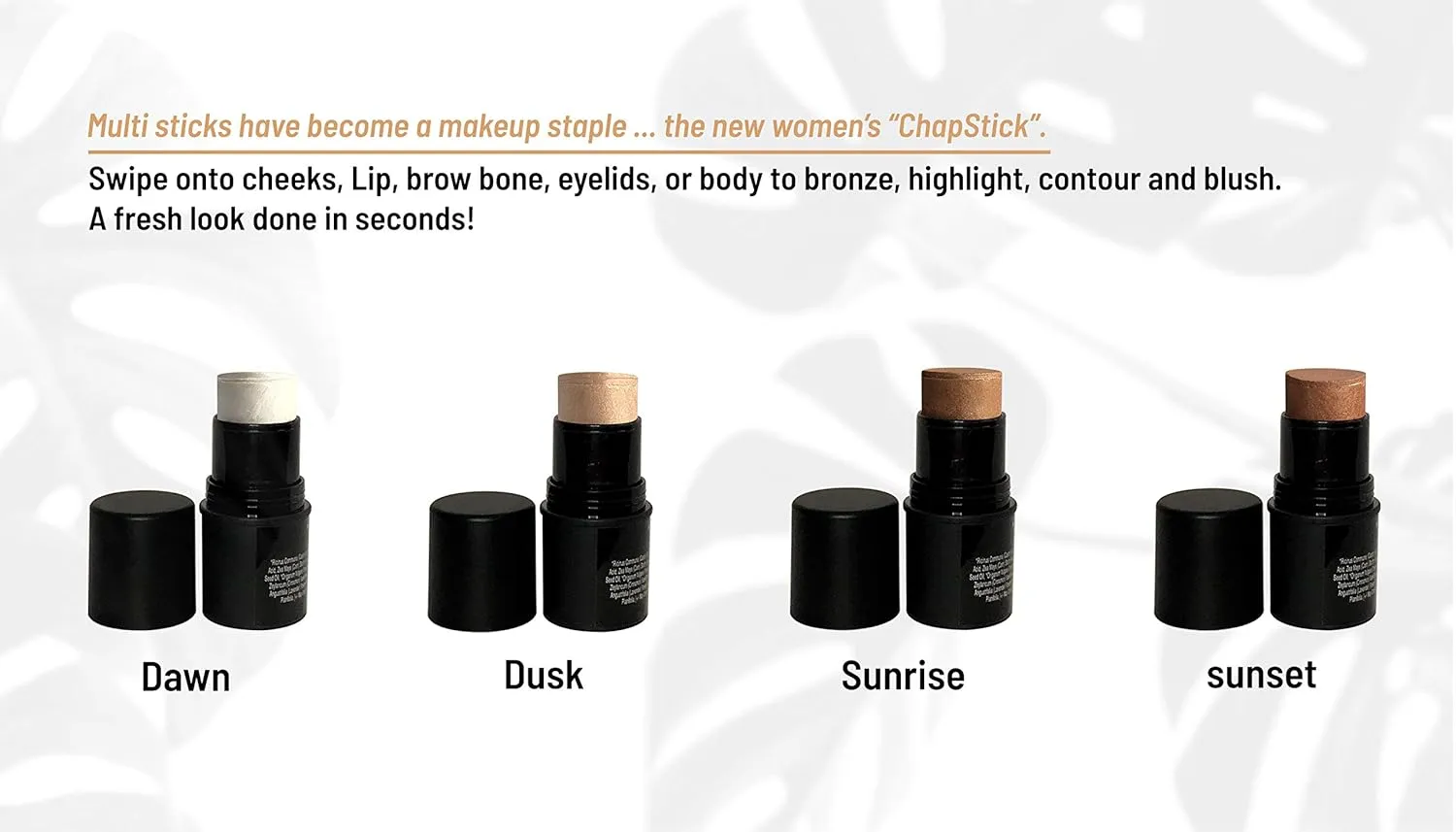 Mom's Secret Natural Organic Multi Cream Sticks, Highlighter and Bronzers 100% Natural, Vegan, Gluten Free, Cruelty Free, Made in the USA, 0.18 oz. (Sunset)
