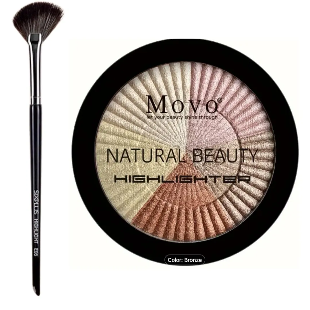 Move Highlighter Makeup Palette – Butter Cup Shade with 2-Piece Brush Set, Long-Lasting Glow, Vegan & Cruelty-Free, Professional Face Highlighting Kit