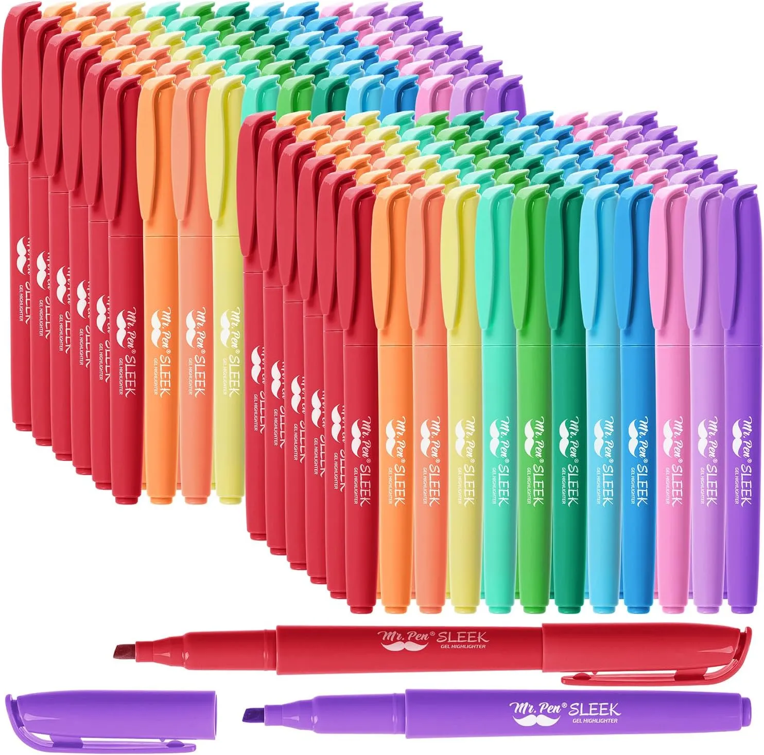 Mr. Pen Highlighter Set - 144 Pack Pastel Chisel Tip Highlighters, No Bleed, Assorted Colors