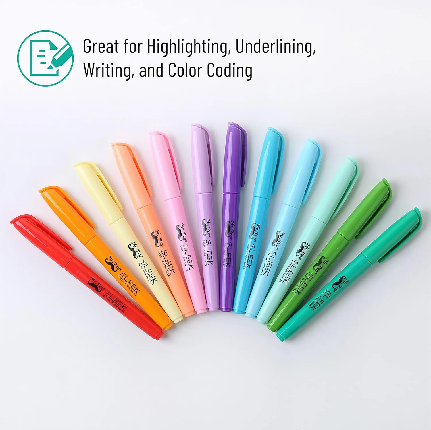 Mr. Pen Highlighter Set - 144 Pack Pastel Chisel Tip Highlighters, No Bleed, Assorted Colors