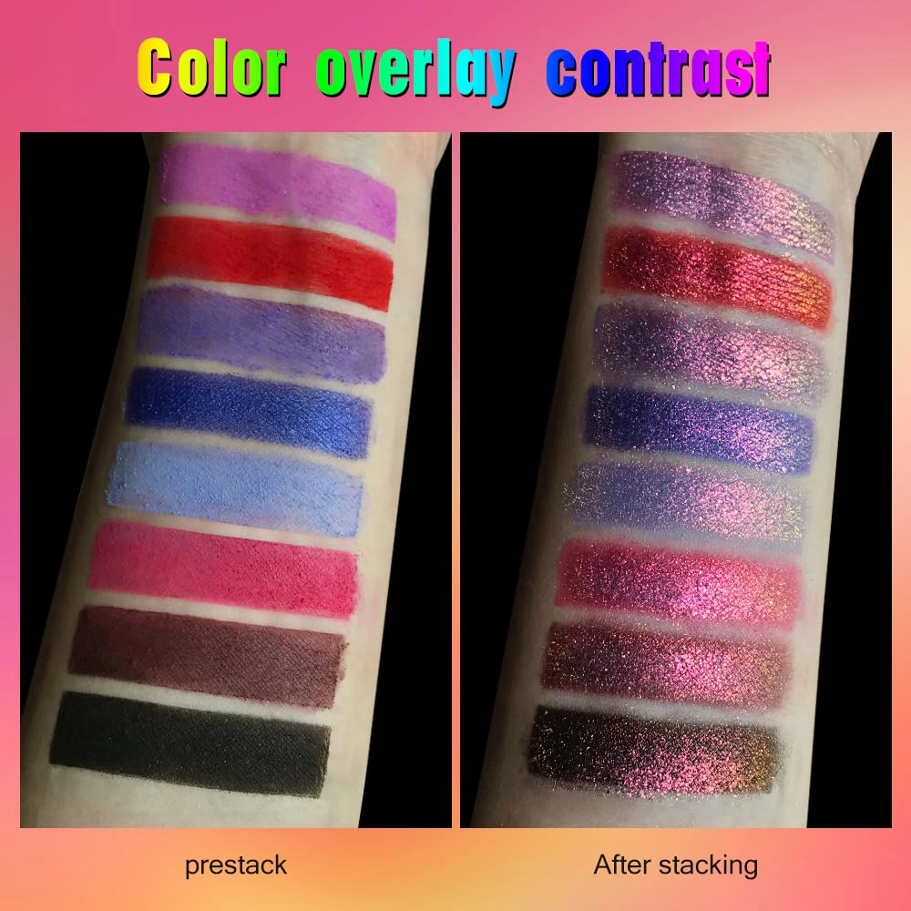 Multichrome Metallic Glitter Eyeshadow - High Impact Multi-colors Shift Eye Looks, Intense Color Shifting,Pink Gold Green,Yellow, High Pigmented With No Creasing,Lip Topper, Nail Topper & Highlighter…
