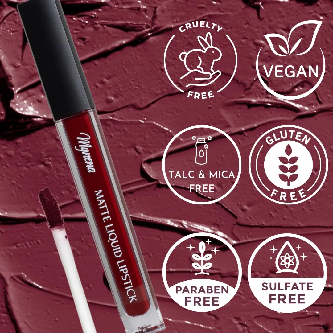 Mynena Burgundy Red Lip Stain Long-Lasting Waterproof | Lightweight Comfortable Non-Drying | High Pigment Intense Color Liquid Matte Lipstick | Paraben-Free Talc-Free Vegan & Cruelty-Free | Emma