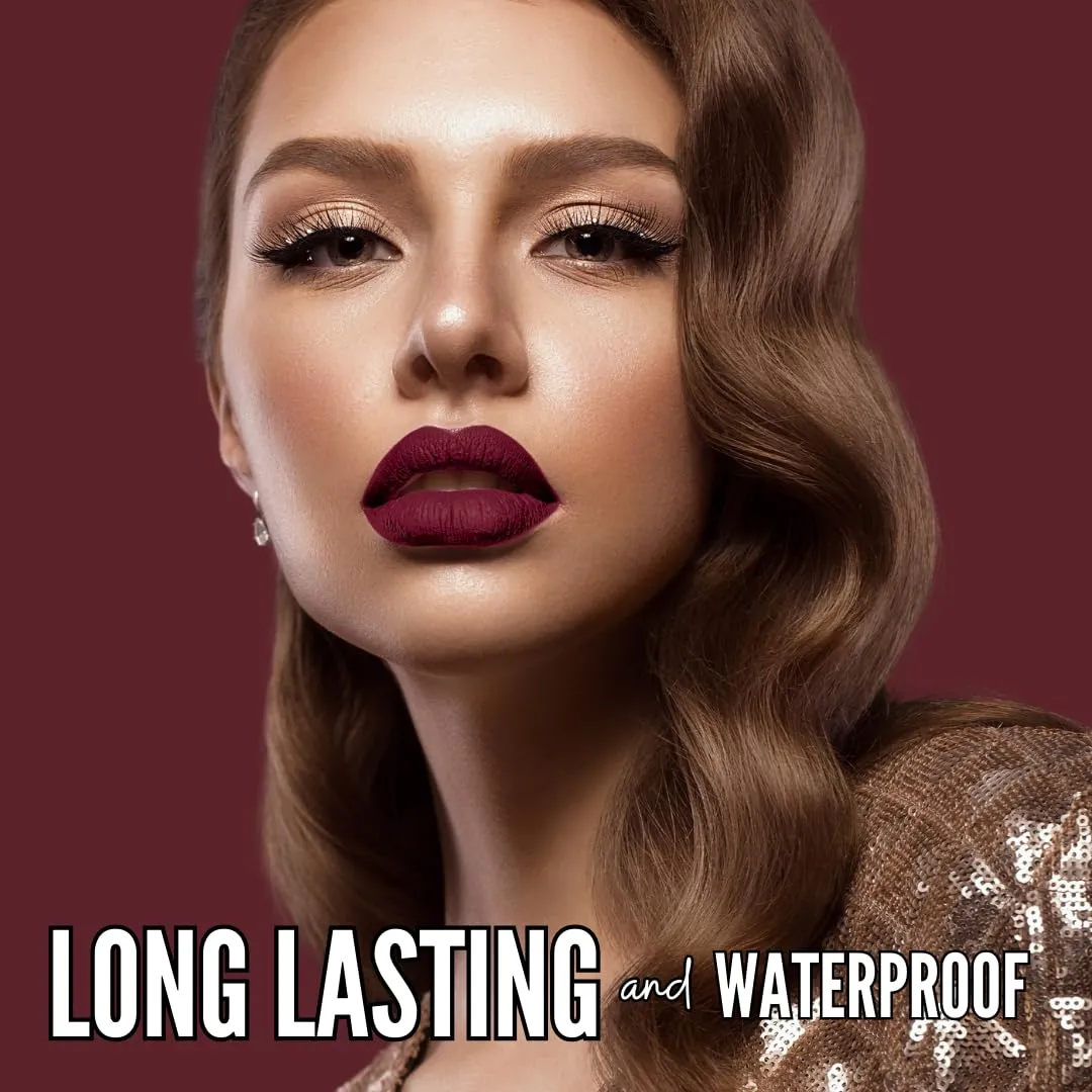 Mynena Burgundy Red Lip Stain Long-Lasting Waterproof | Lightweight Comfortable Non-Drying | High Pigment Intense Color Liquid Matte Lipstick | Paraben-Free Talc-Free Vegan & Cruelty-Free | Emma