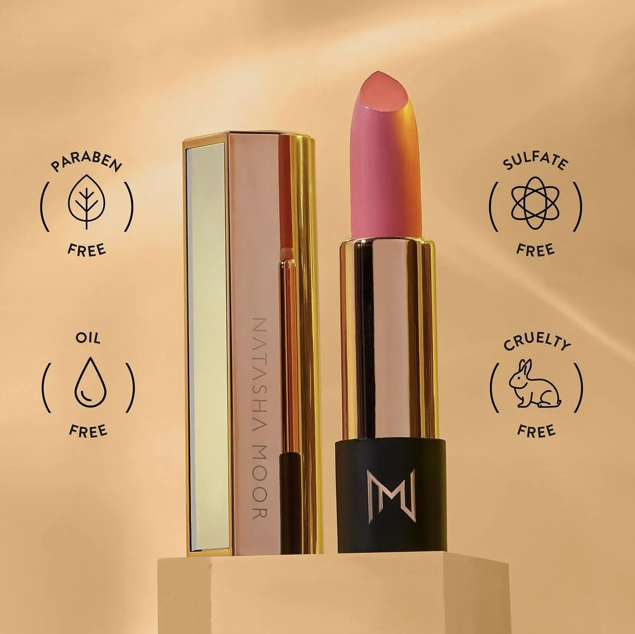NATASHA MOOR Silk Suede Lipstick for Women - Long-Lasting, Waterproof Lipstick with Hydrating Semi-Matte Finish - Creamy, Cruelty-Free - Highly Pigmented with Mirror - 24-Hour Stay Power (EUPHORIA)