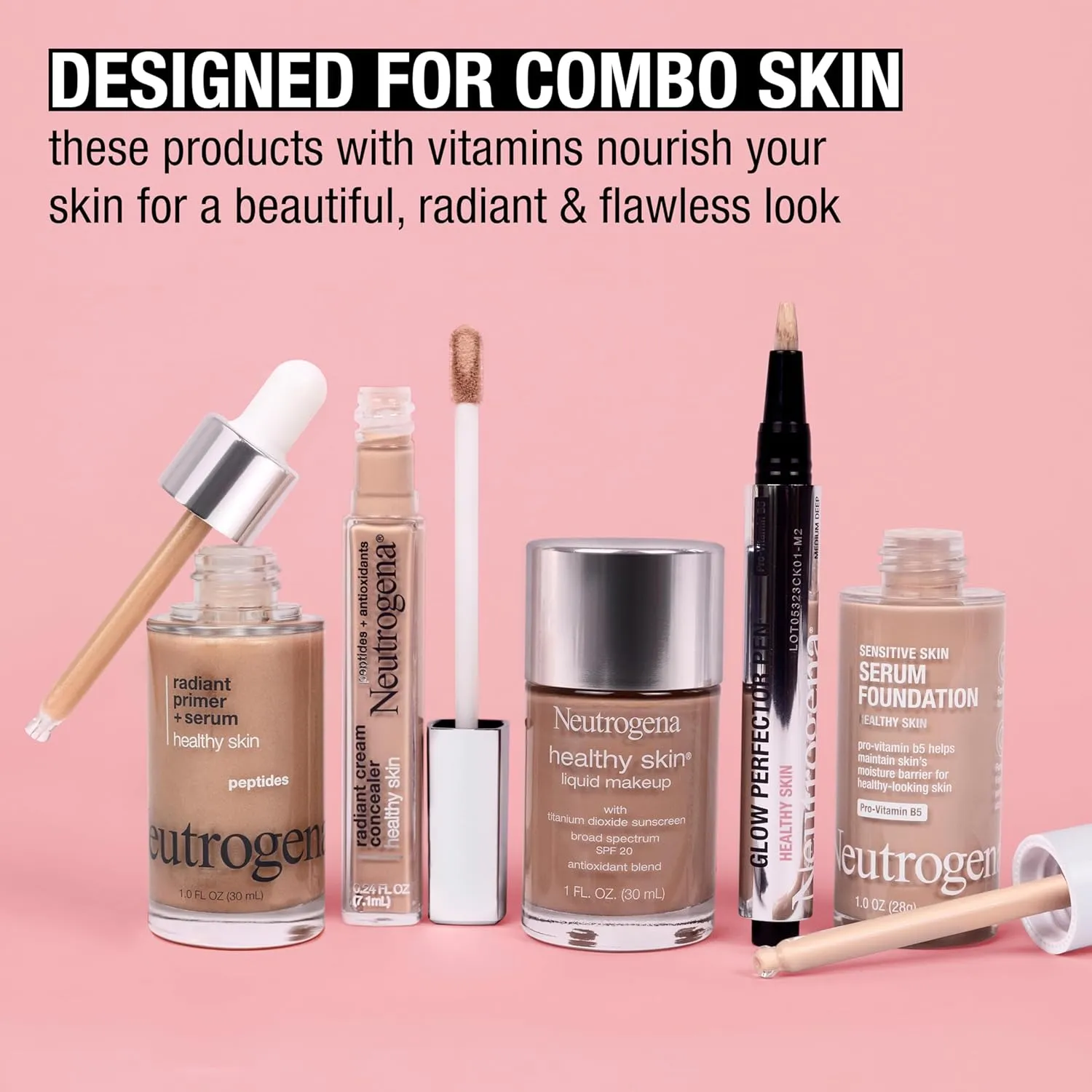 Neutrogena Healthy Skin Glow Perfector Pen, Lightweight Brightening Concealer Pen with Pro-Vitamin B5 & Vitamin E to Brighten Darkness & Dullness for a Natural, Radiant Highlight, Deep, 1 oz