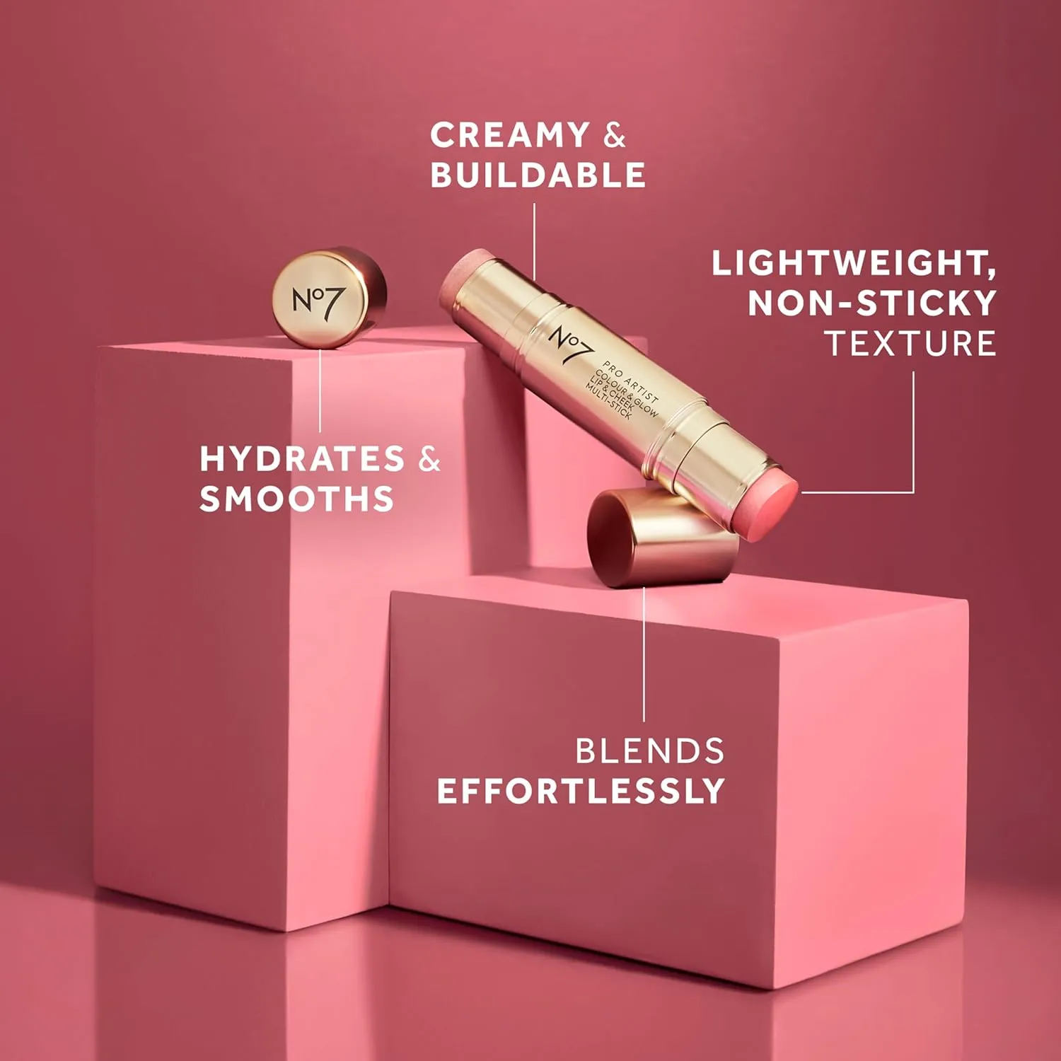 No7 Pro Artist Multi-Use Bronzer Stick & Highlighter Makeup - Dual-Ended Cream Contour and Face Highlighter with Vitamin E and Argan Oil for a Radiant Finish - Light Bronze/Champagne Glow (10g)